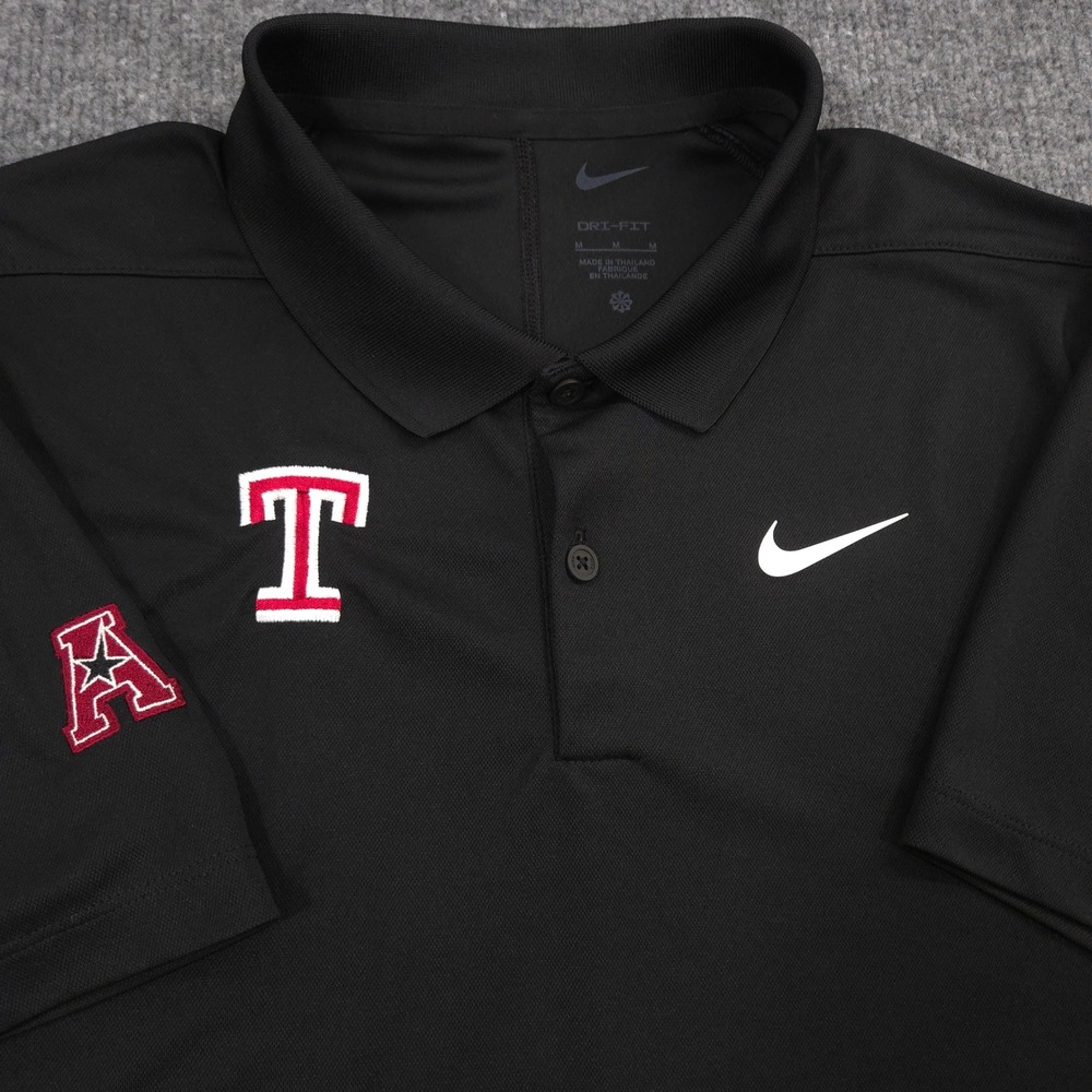 Nike Temple University Owls Victory Polo Shirt Mens M Black American Conference